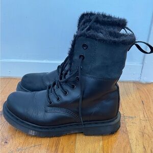 Dr. Martens 1460 Kolbert Boot Fully Fur Lined Black Leather, Size 7.5-8